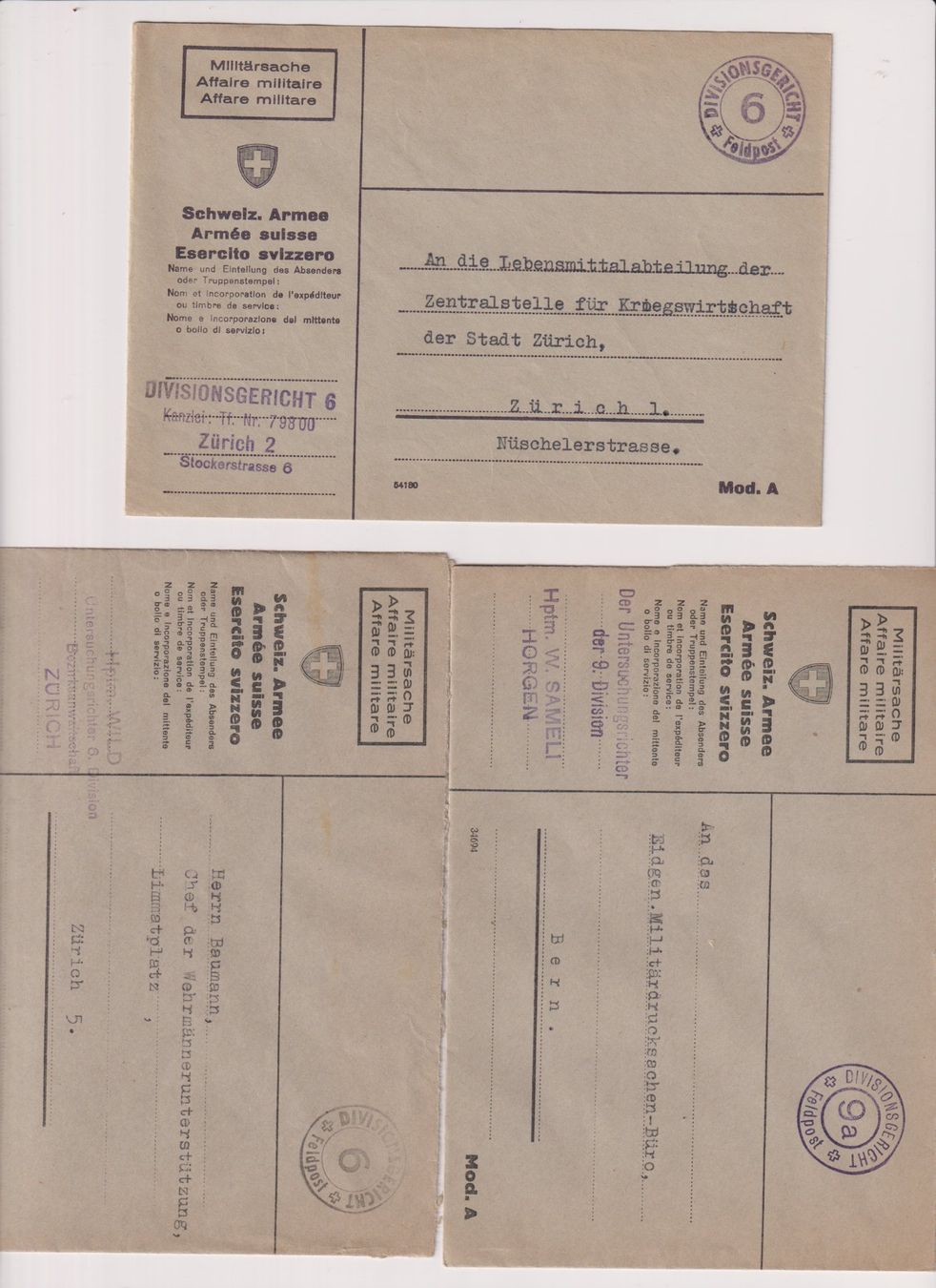 Tutti i francobolli: Divisionsgerichte !! 11 Briefe ! Selten !! – Usato da Bibern SH venduto da Heinibuehrer 2