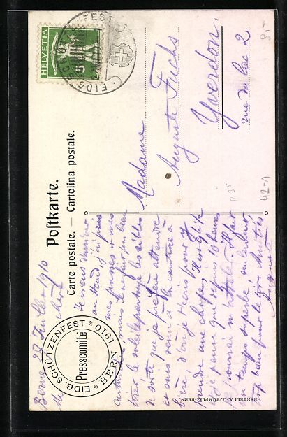 Cartoline postali: Bern, Eidgenössisches Schützenfest 191 – Usato da Berlin venduto da bartko-reher 1