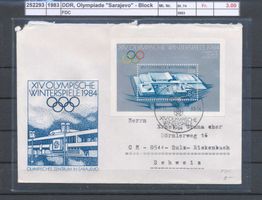 1983 DDR, "Olympiade Sarajevo - Block", FDC