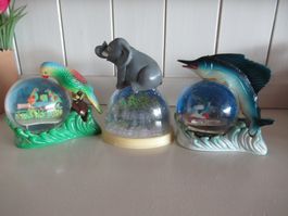 3 X  Schneekugeln  Alt Sehr Selten  Snowdomes Snowglobes