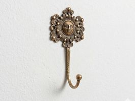 Patère murale vintage en bronze - motif soleil d'été ☀️