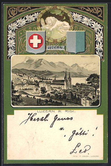 Cartes postales: Passepartout-Lithographie Luzern, Ortsan – D'occasion à Berlin par bartko-reher