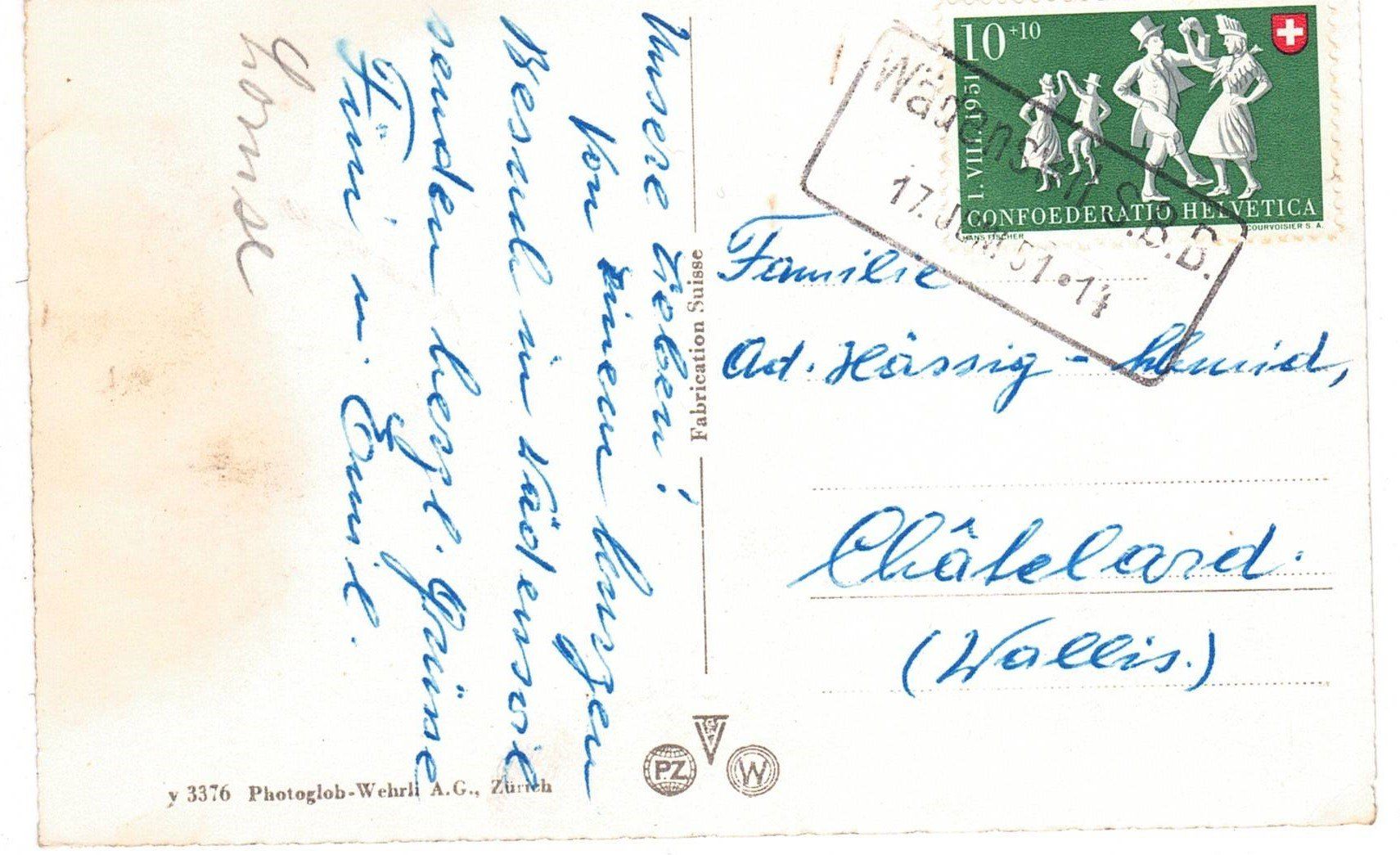 Cartoline postali: 1951 Wädenswil mit Bahnstempel – Usato da Kreuzlingen venduto da Koi4 1