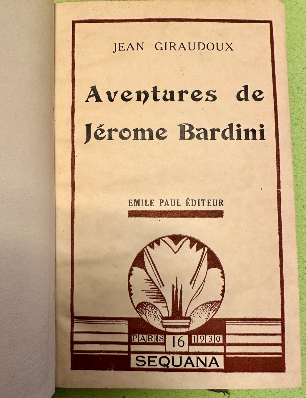 Libri: Jean Giraudox: Aventures de Jérome Bardini. – Usato da Zürich venduto da allp 2