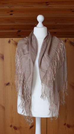 Schal Schultertuch Seide beige