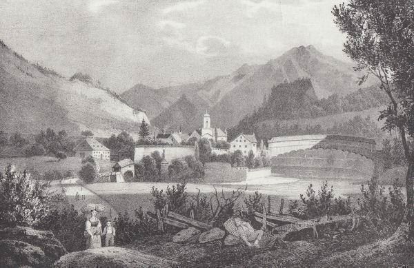 Incisioni: REICHENAU GRAUBÜNDEN, LITHOGRAPHIE 1840 – Antico da Grüningen venduto da Kartensammler