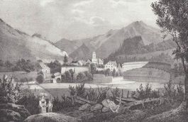 REICHENAU GRAUBÜNDEN, LITHOGRAPHIE 1840