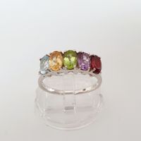 Damenring Silber Ring 925mit bunten Edelsteinen Gr. 19,2 mm