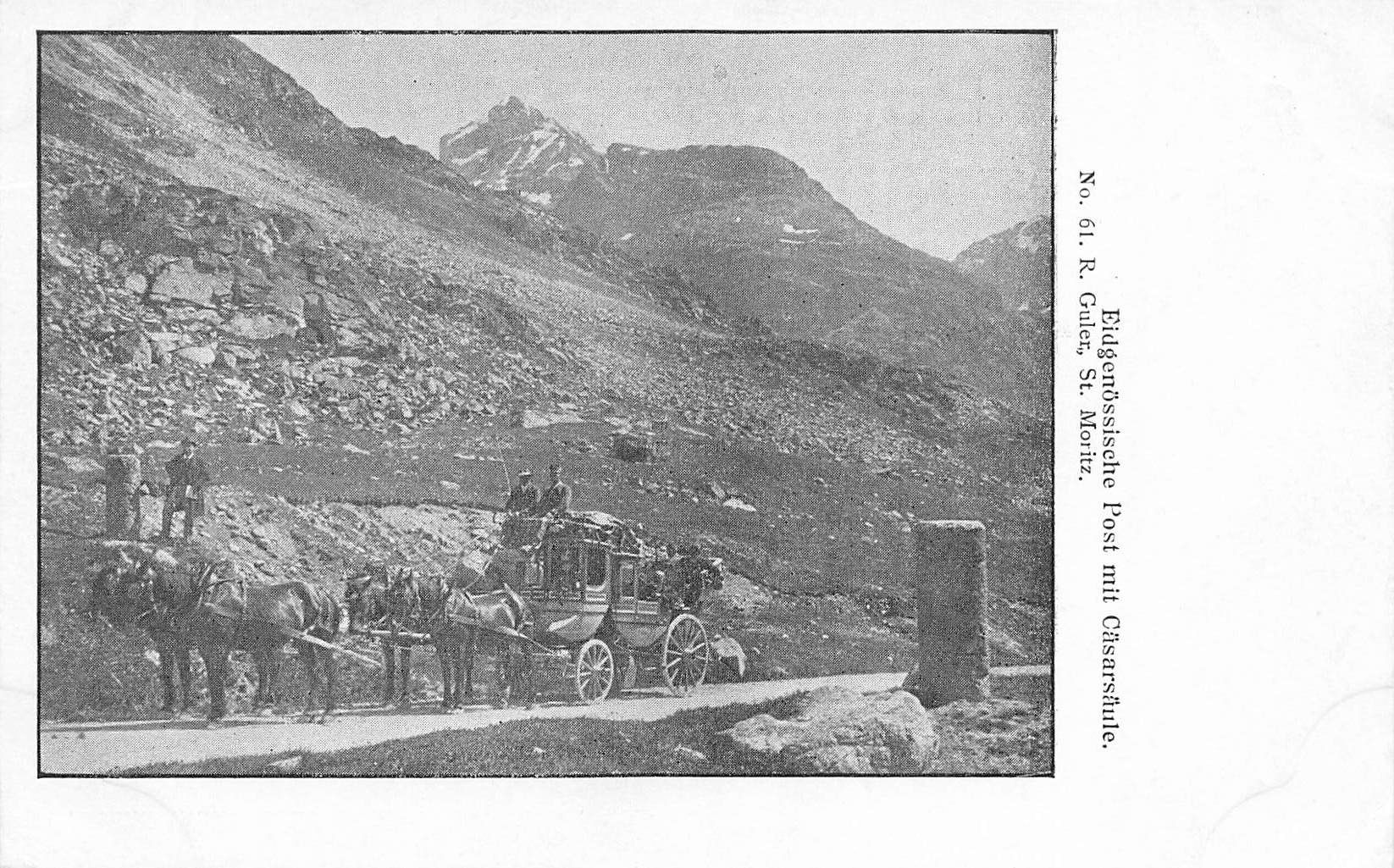 Cartoline postali: Julierpass GR Eidgenössische  cäsarsäule Postkutsche – Usato da Biasca venduto da Blenio71