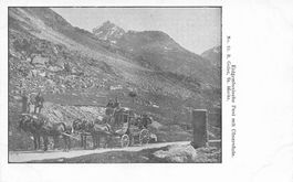 Julierpass GR Eidgenössische  cäsarsäule Postkutsche