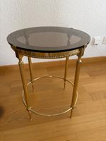 Beistelltisch rund Rauchglas und Messing