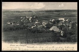 AK Schüpfen, Ortsansicht mit Kirche und Häusern