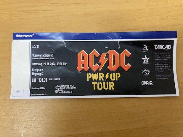 1 AC/DC Stehplatz-Ticket Zürich 29.06.2024 (Neu und originalverpackt ...