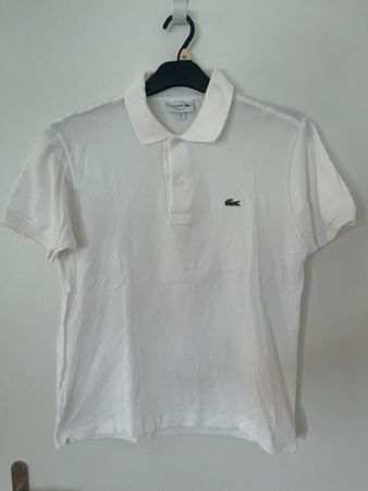 Weisses Lacoste Poloshirt, Grösse M, Elegant, y2k