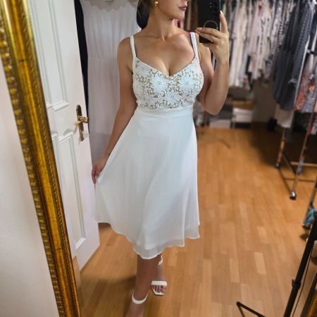 Sommerliches, weisses Kleid mit Spitze, Grösse 38/M