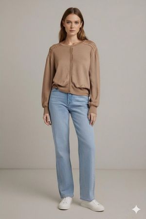 Paola Beige Strickjacke mit Knöpfen - Hergestellt im Libanon