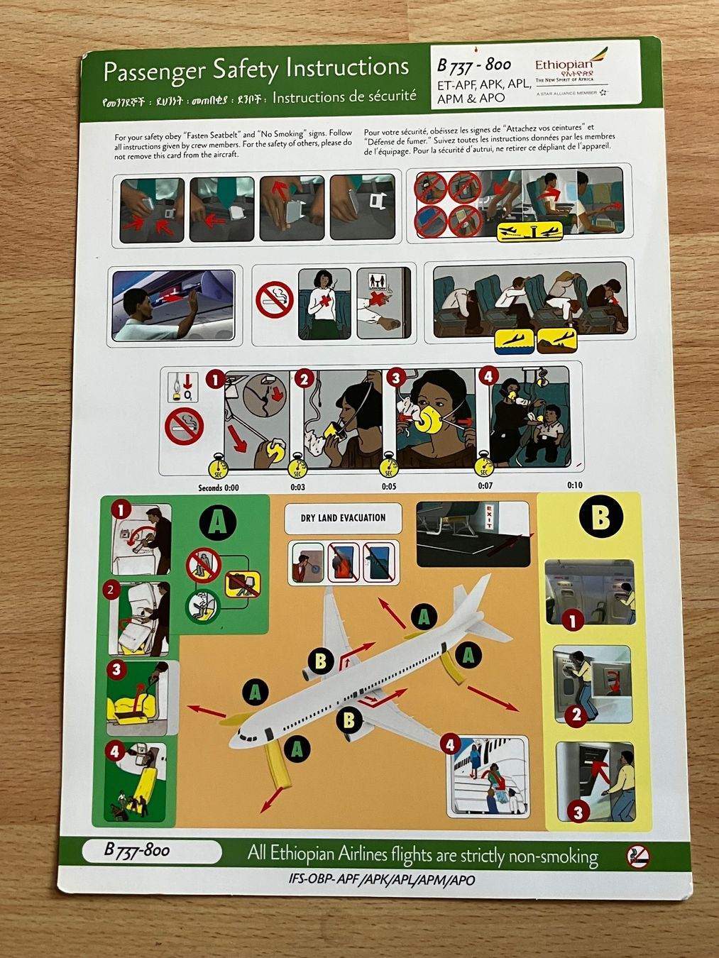Documenti: Ethiopian B737-800 Safety Card – Usato da Zürich venduto da Classic_Collection_Zurich