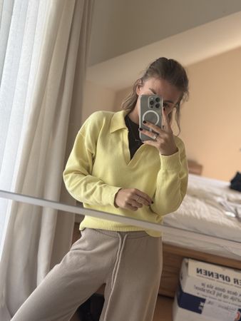 Zara yellow knit sweater, size S