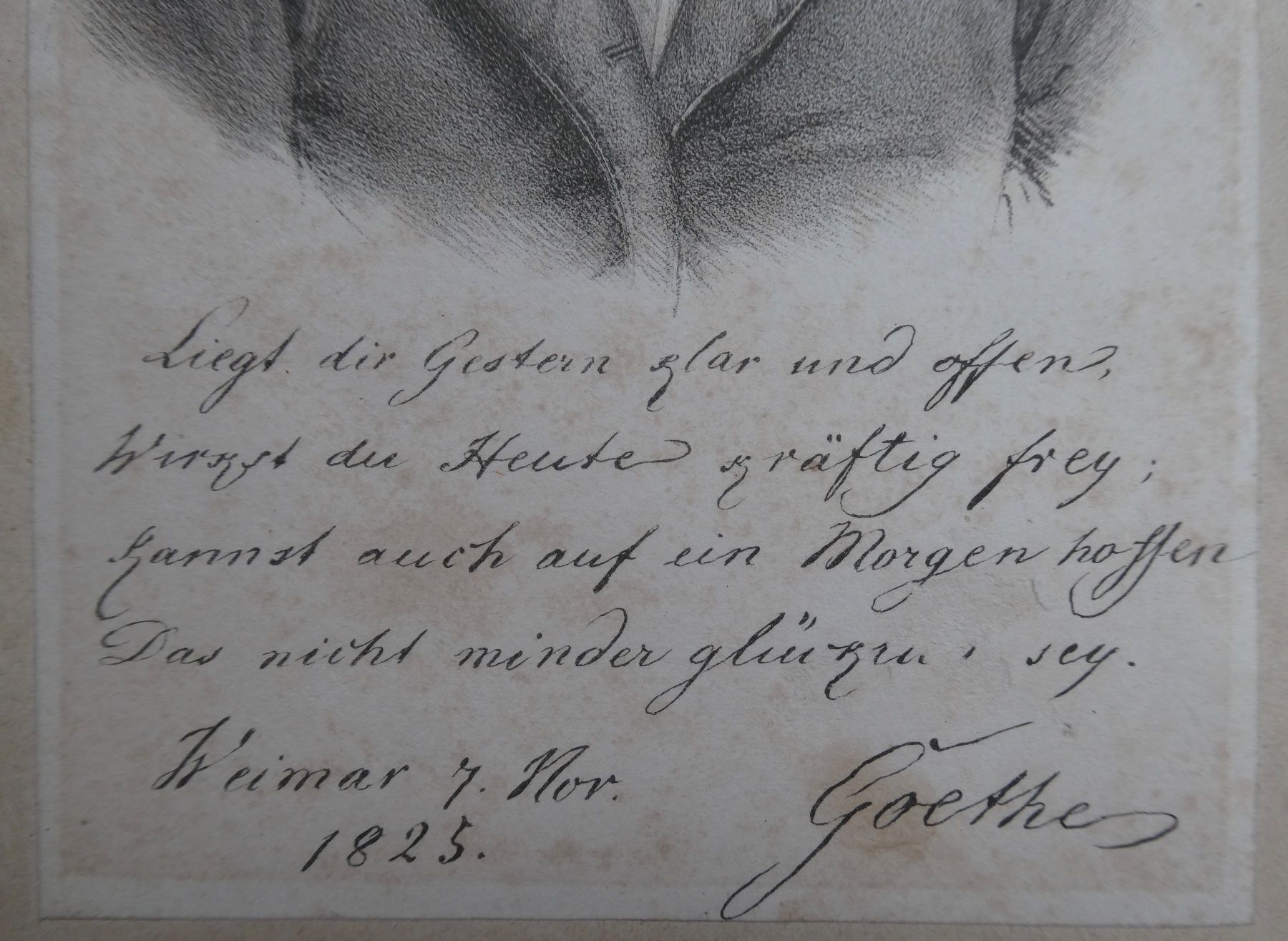 Stiche: antiker Stich oder  Lithographie Goethe Portrait 1825 – Gebraucht aus Lüchingen von Eeizo 4