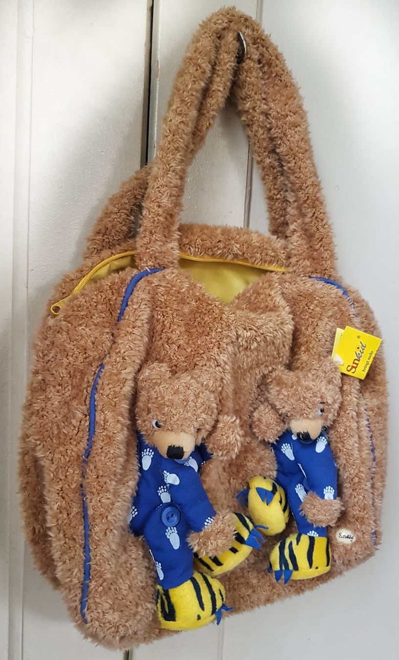 Borse & Zaini: Hellbraune Kindertasche aus Plüsch mit 2 Bärchen / NEU – Nuovo e nell'imballaggio originale da Dürrenäsch venduto da Didaedi
