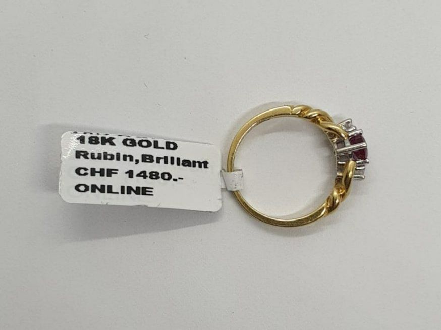 Anelli: Echt 18K Gold - Rubin, Diamant Ring – Usato da Luzern venduto da Luzern-Goldhaus 1