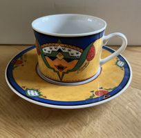 Vibrant Doppio Porcelain Cup & Saucer Set - Summer Vibes!