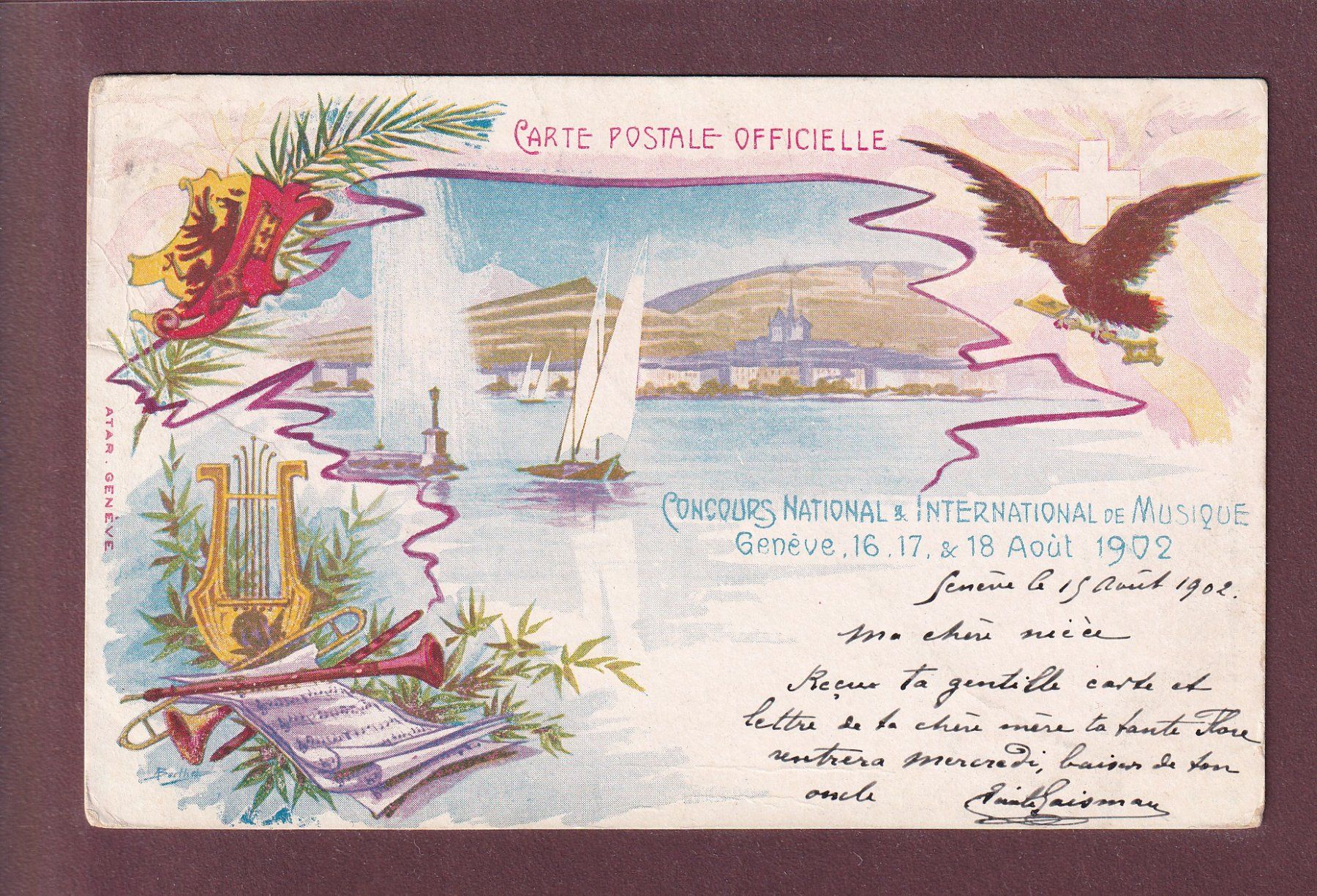 Ansichtskarten: GENEVE - Concours de musique 1902 // pli // – Gebraucht aus Pully von nicecards