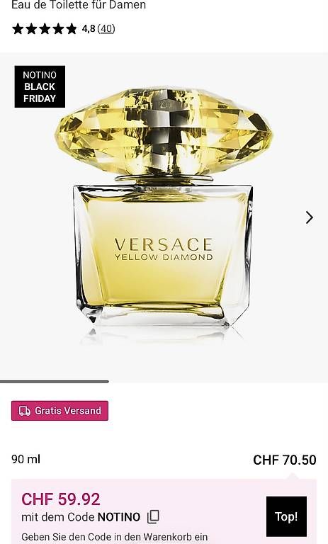 Profumi & Eau de Toilette: Versace Yellow diamond 90ml  – Usato da Zürich venduto da luc_bb9h