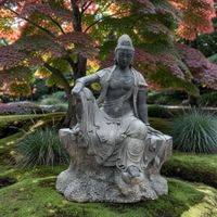 Guanyin Statue Stein 74cm Garten Buddha Skulptur Steinfigur
