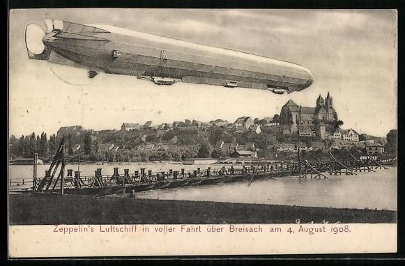 Cartoline postali: Breisach, Zeppelins Luftschiff über dem – Usato da Berlin venduto da bartko-reher