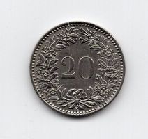 (974) Schweiz, 20 Rappen 1927, Super, stgl