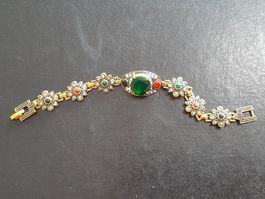 Blumen Armkette, vergoldet, 19cm