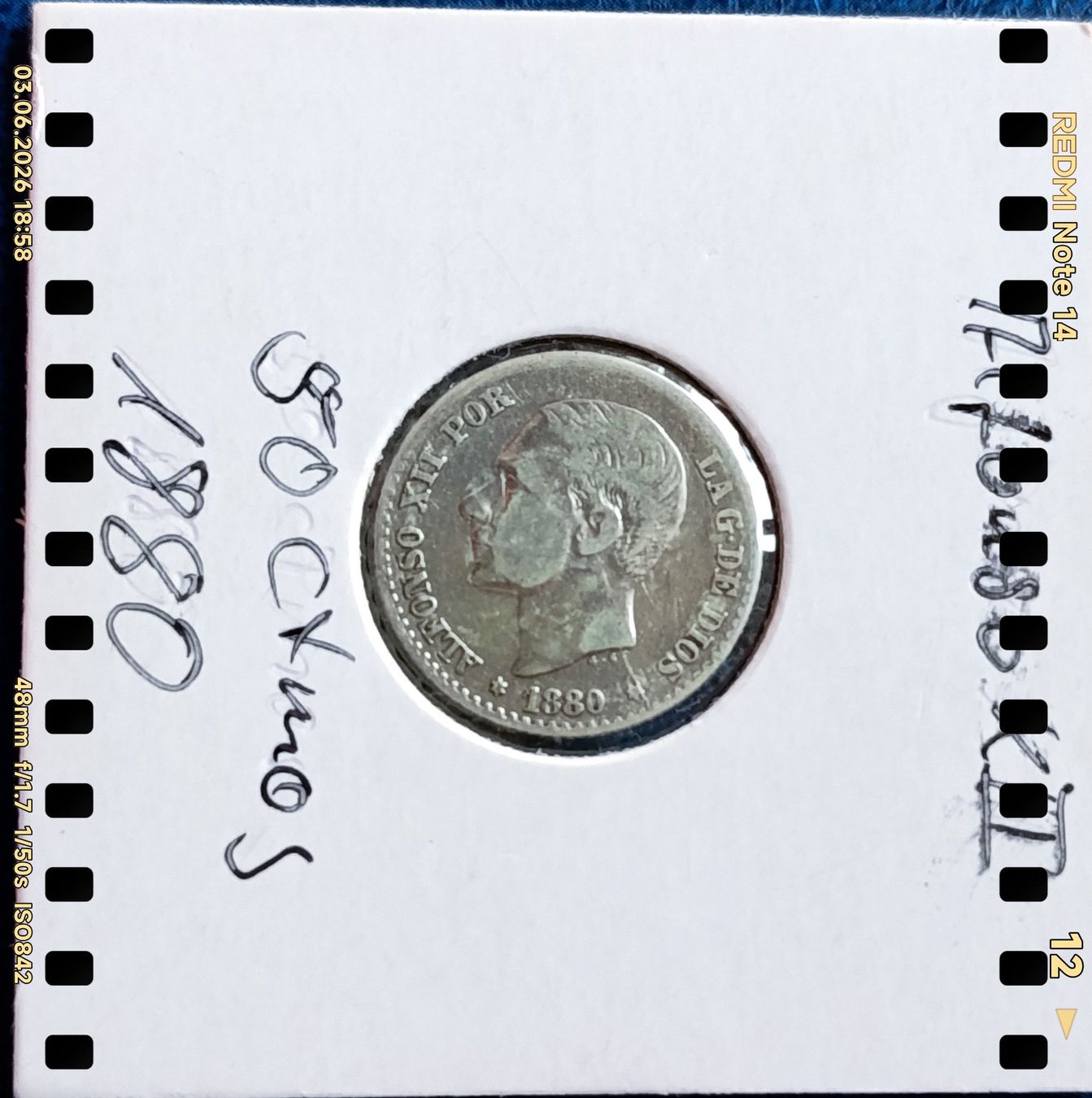 Tutti le monete: SPANIEN - ESPAÑA - 50 CENTIMOS 1880 - MS - M - SILBER 0.835 – Usato da Tobel venduto da fuertinero 2