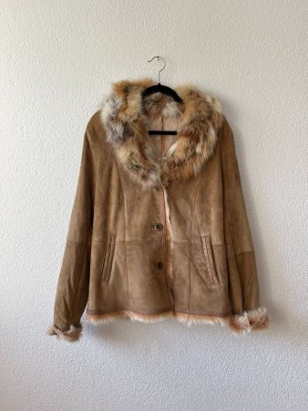Fellmantel, beige