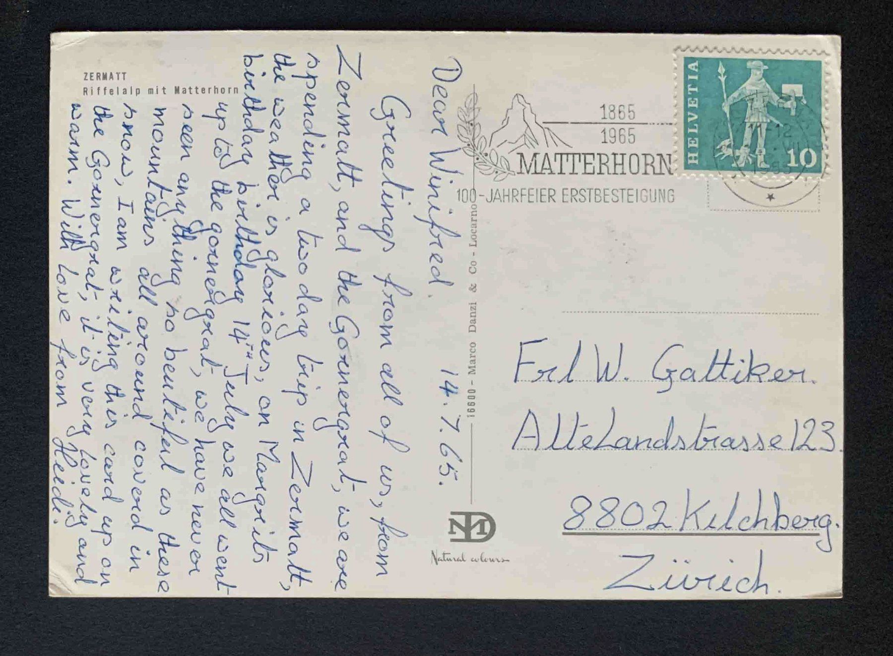Cartoline postali: AK Zermatt Riffelalp mit Matterhorn – Usato da Goldau venduto da artelier1 1