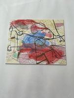 Abstrakte Kunst Aquarell Mischtechnik mit Rahmen 40x50cm