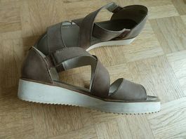 Gerry Weber Sandale, Leder, taupe-schlamm, Gr 40