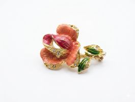 Broschen Rose vergoldet mit Zirkonia, Frühling / Sommer Schm
