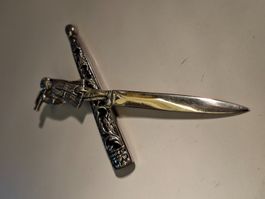 Vintage Brieföffner (Messer) mit Scheide, Metall, Guss.