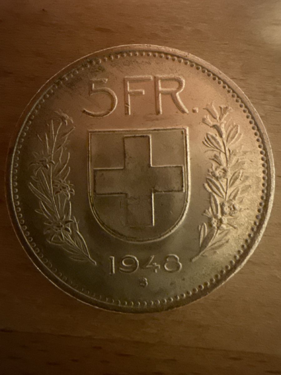 Toutes les monnaies: 5 Franken Münze B 1948 – D'occasion à Appenzell par Wumo74