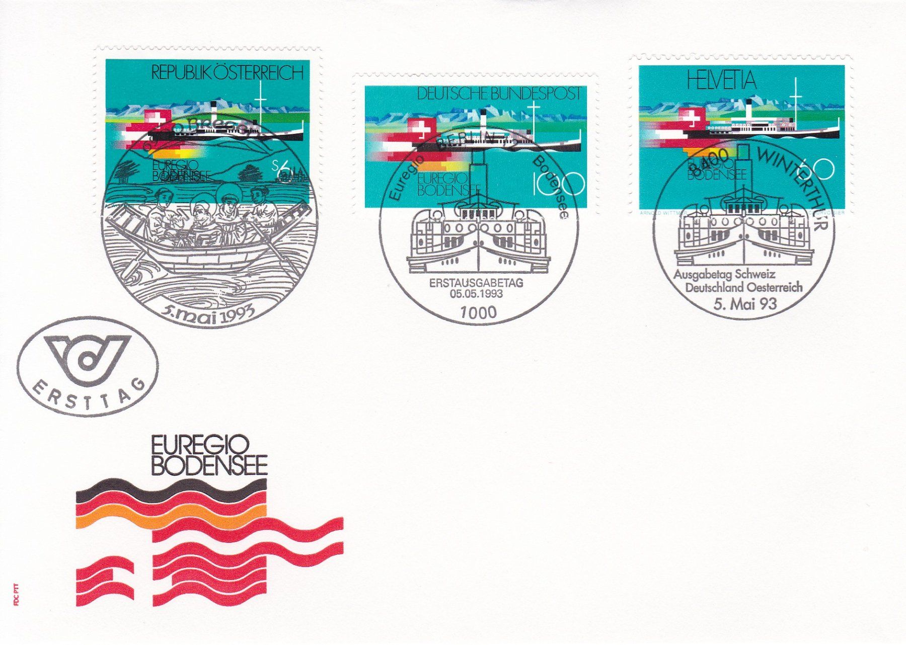 Alle Briefmarken: Euregio Bodensee, Brief mit Marken CH, DE, AT – Neu (gemäss Beschreibung) aus La Rippe von AlRipperan