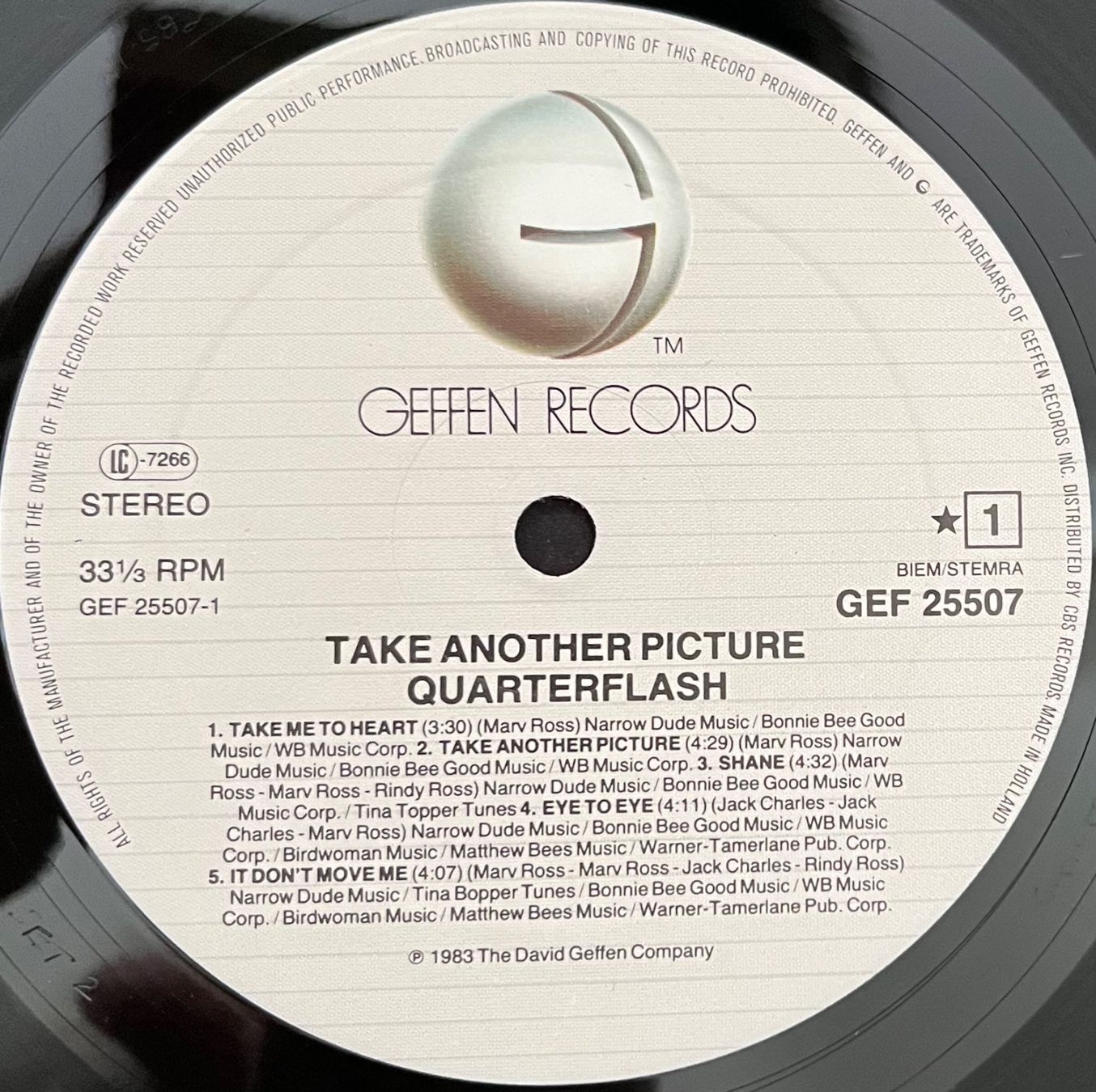 Dischi in vinile: QUARTERFLASH - TAKE ANOTHER PICTURE - 33 Tours – Usato da Bussigny venduto da vinyl-pas-cher 2