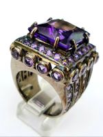 Ring mit Amethysten in rhodiniertem Silber 925 Grösse 57