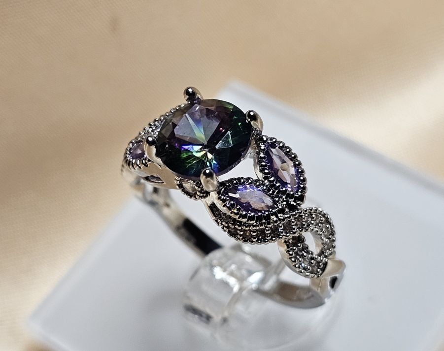 Anelli: Eleganter Ring mit mystischem Topas, 925 versilbert, Gr. 9 – Nuovo (secondo la descrizione) da Grenchen venduto da maretop 4