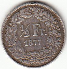 Alle Münzen: 1/2 Franken 1877 ss – Gebraucht aus Gossau SG von Gallus00 1