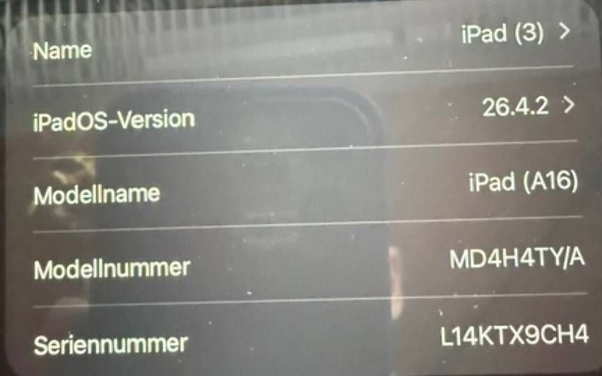 Apple Tablet PC: apple A16  Version 26.4.2 – Nuovo (secondo la descrizione) da rotkreuz venduto da Poker47 1