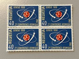 Briefmarke - Schweiz - 40Rappen- 4er-Block 1958 - postfrisch