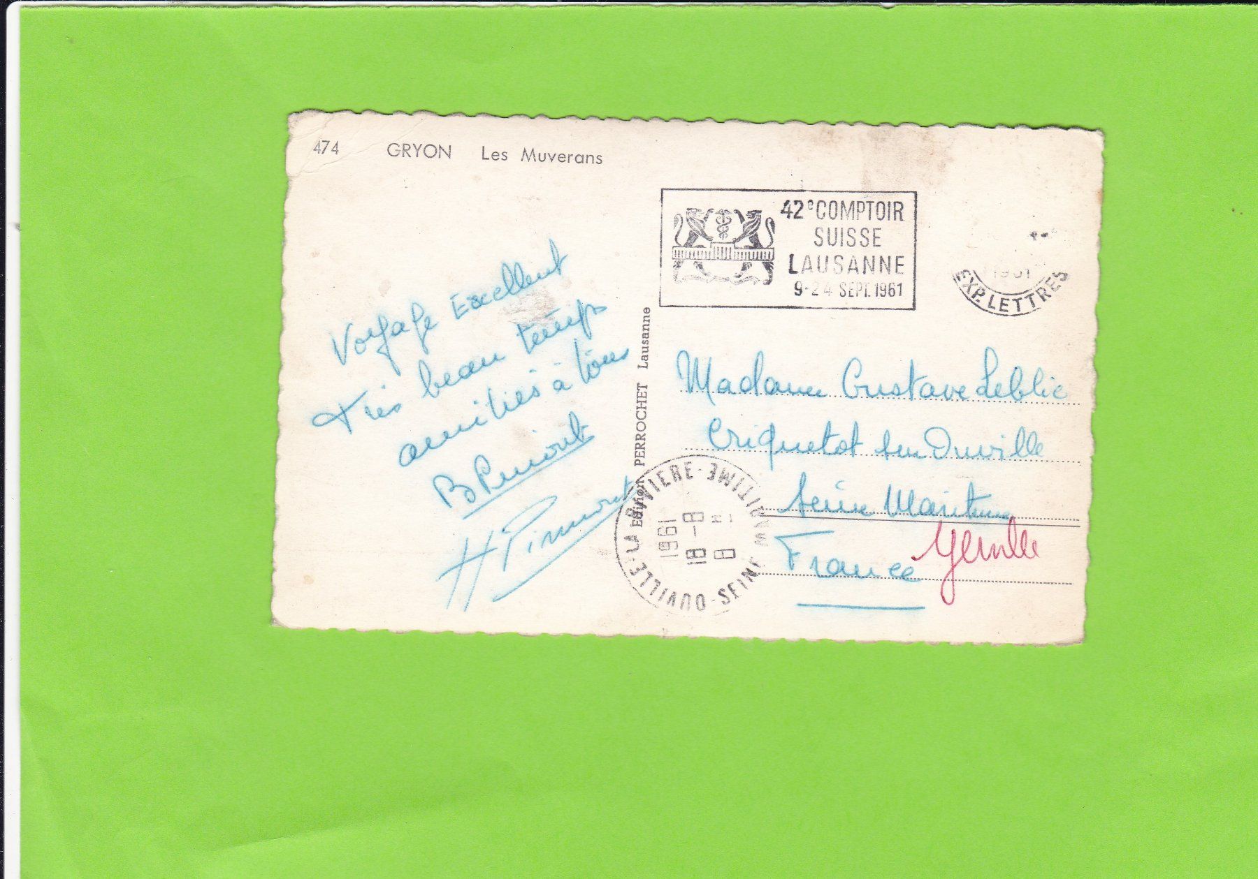 Cartoline postali: Gryon, les Muverans – Usato da St. Peterzell venduto da neckertal 1