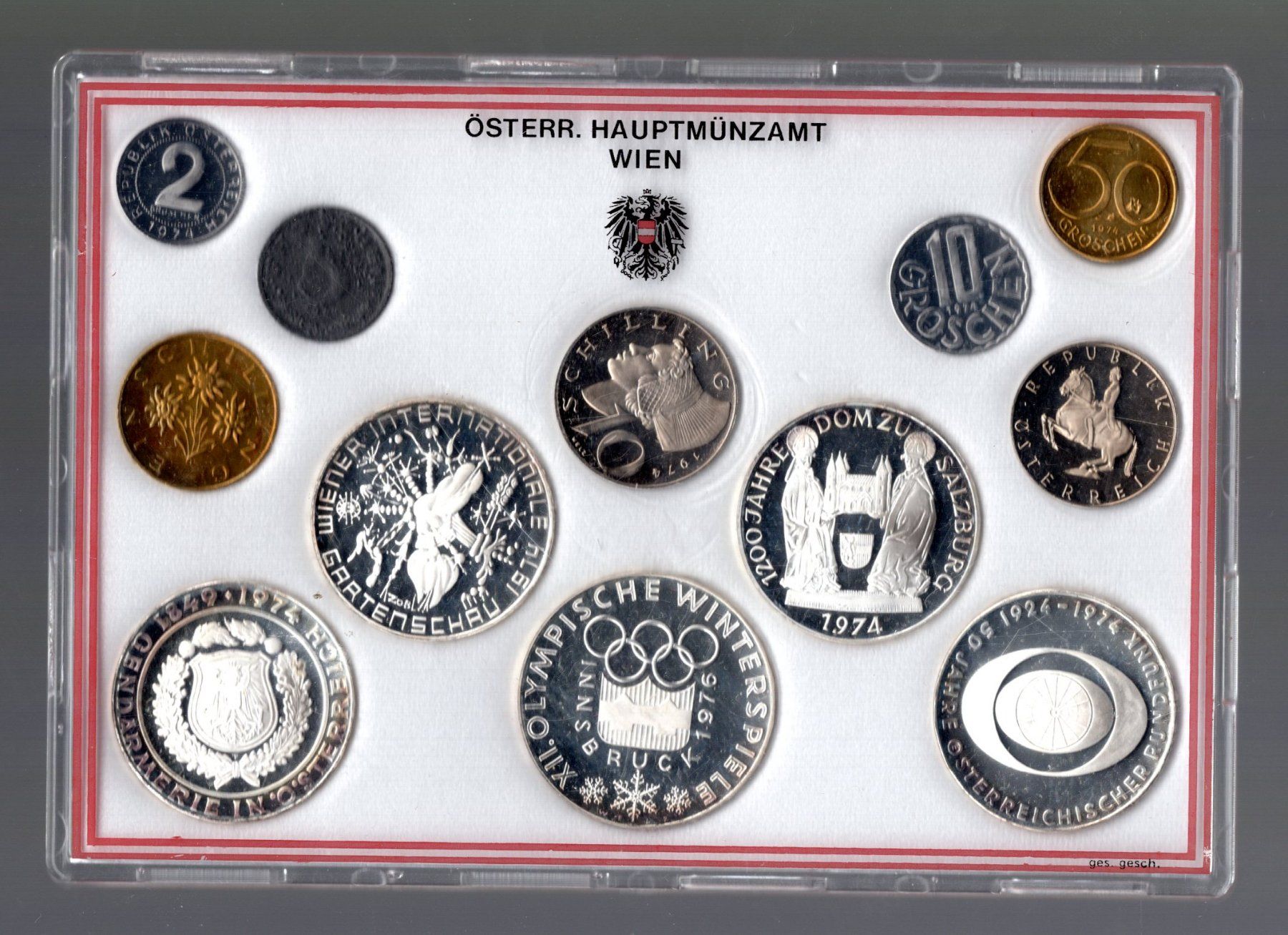 Alle Münzen: Austria coins set 1974 selten UNC – Neu (gemäss Beschreibung) aus Leibstadt von baroc333