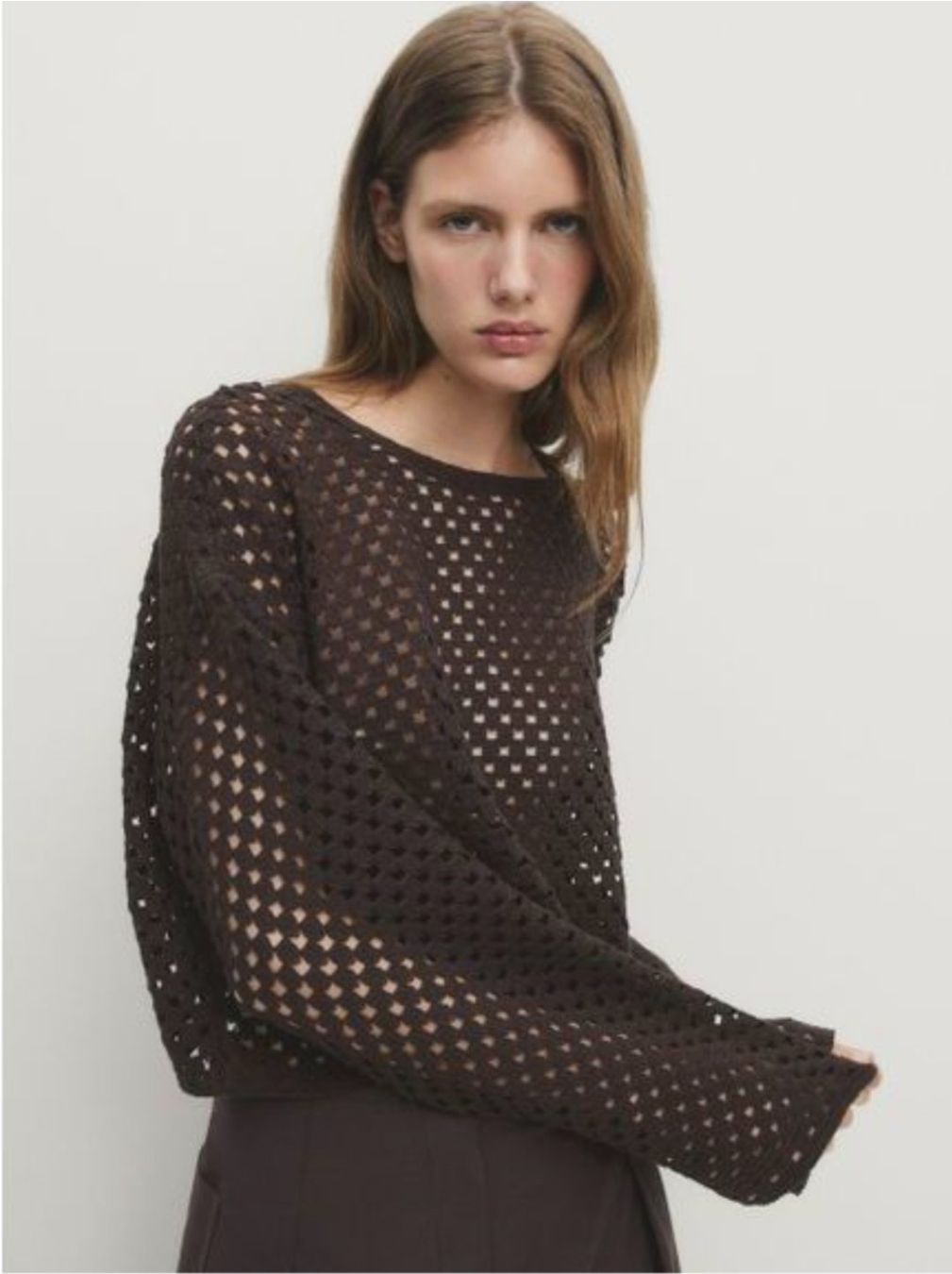 Massimo Dutti Top: Pull marron maille ajourée Massimo Dutti, S – Usato da Carouge GE venduto da Juli_03 1